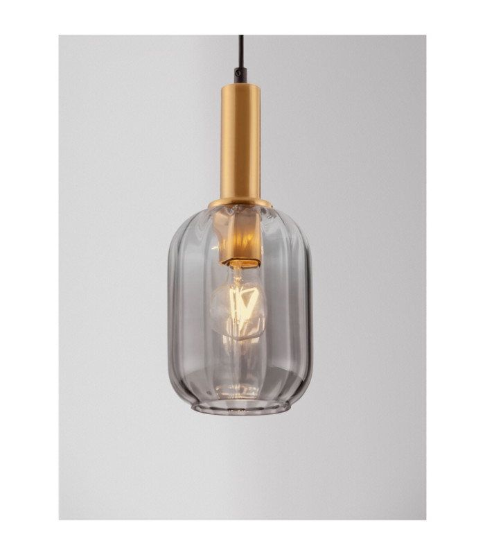 Maho Slim Pendant Ceiling Light Smokey Brass Gold E27 1x12W-5