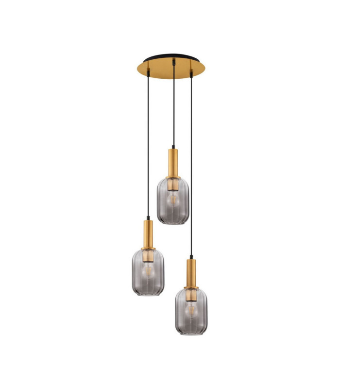Maho Cluster Pendant Ceiling Light Smokey Brass Gold E27 3x12W-1