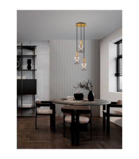 Maho Cluster Pendant Ceiling Light Smokey Brass Gold E27 3x12W-2