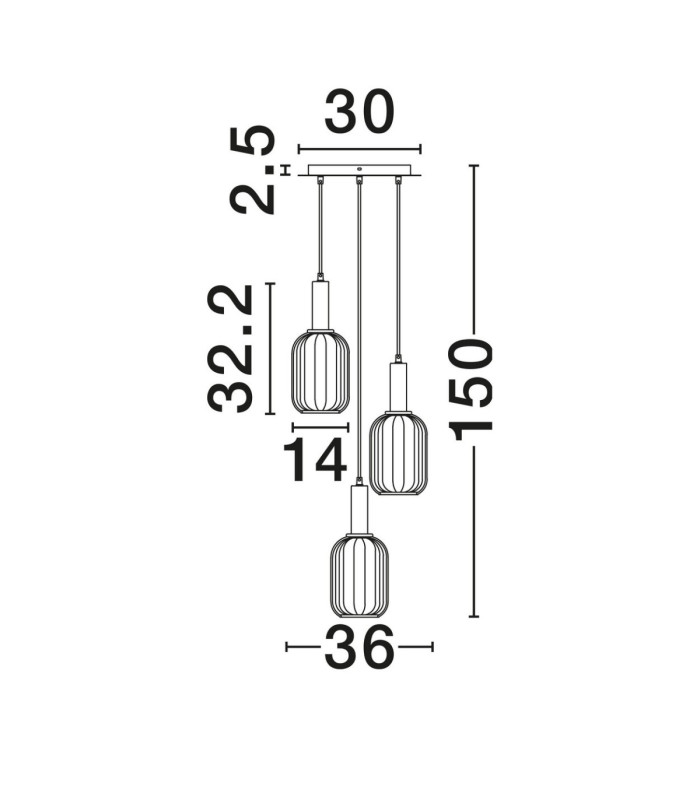 Maho Cluster Pendant Ceiling Light Smokey Brass Gold E27 3x12W-6