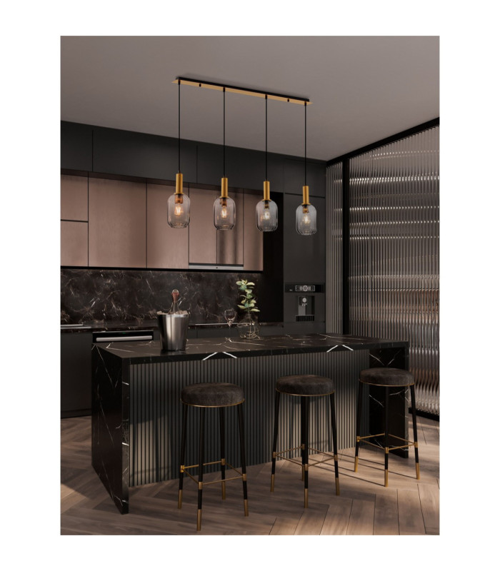 Maho Bar Pendant Ceiling Light Smokey Brass Gold E27 4x12W-2