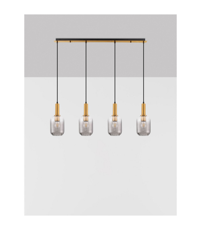 Maho Bar Pendant Ceiling Light Smokey Brass Gold E27 4x12W-3