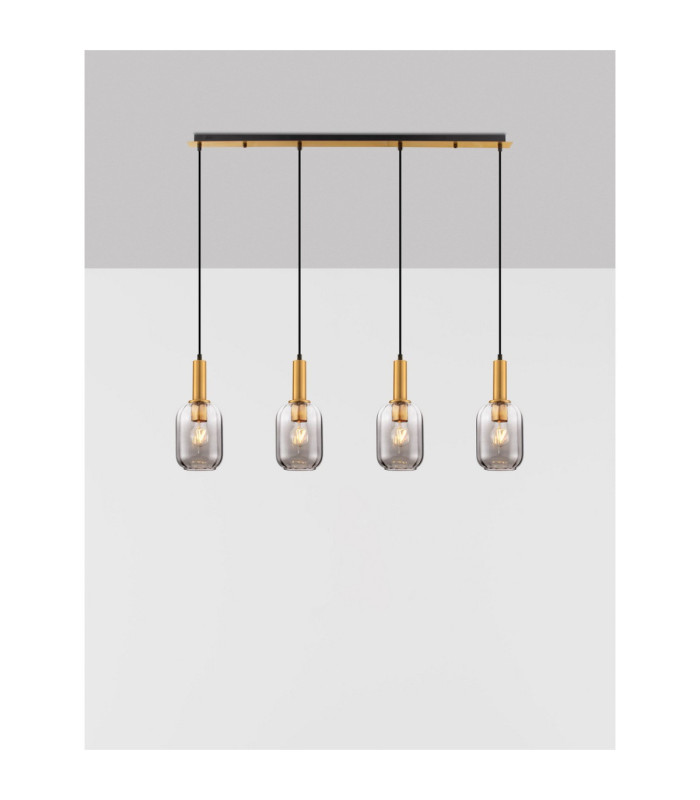 Maho Bar Pendant Ceiling Light Smokey Brass Gold E27 4x12W-4