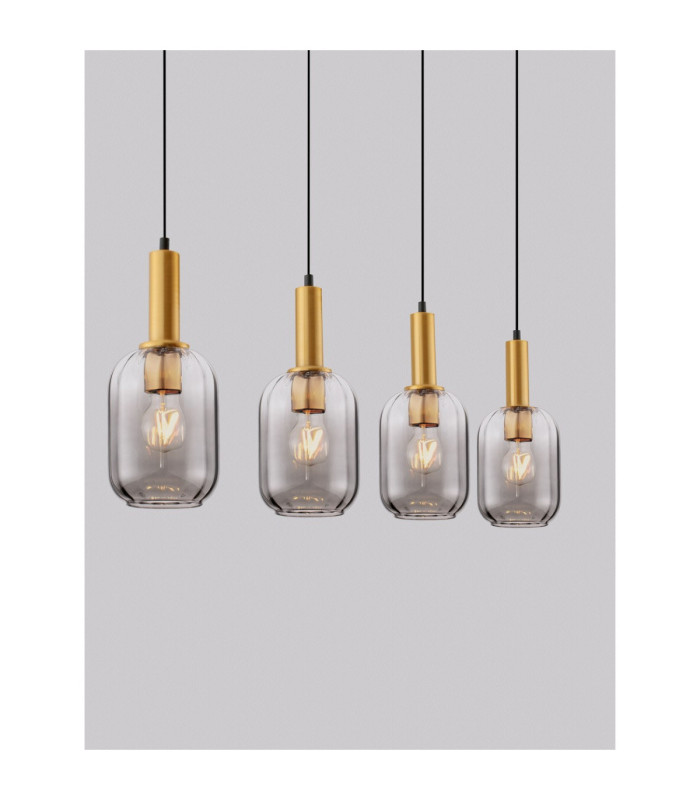 Maho Bar Pendant Ceiling Light Smokey Brass Gold E27 4x12W-5