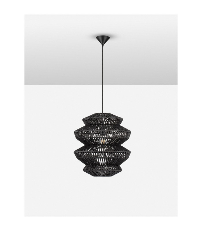 Nua 40cm Wire Frame Pendant Ceiling Light Sandy Black E27 1x12W-3