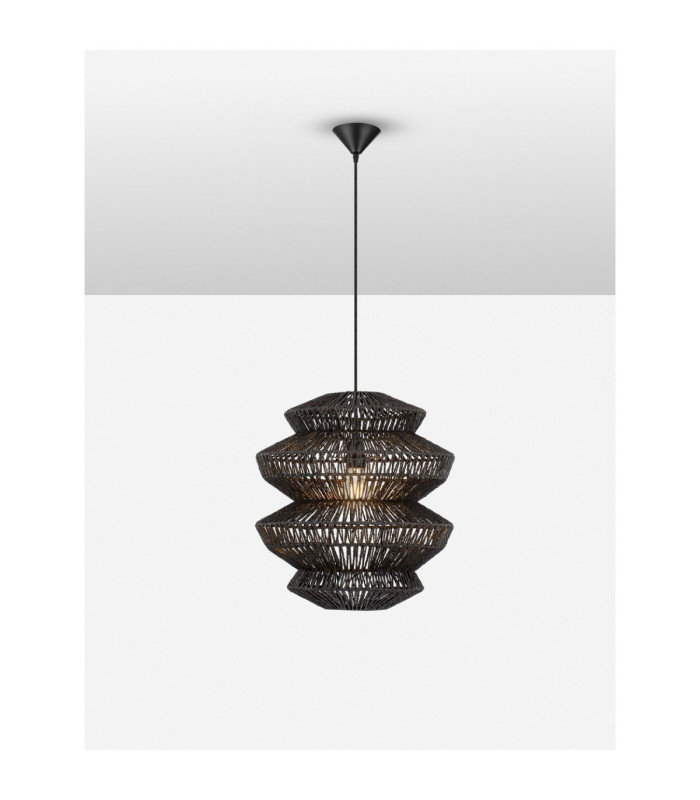 Nua 40cm Wire Frame Pendant Ceiling Light Sandy Black E27 1x12W-4