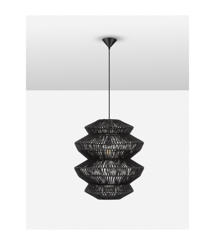 Nua 50cm 4 Level Wire Frame Pendant Ceiling Light Sandy Black E27 1x12W-3