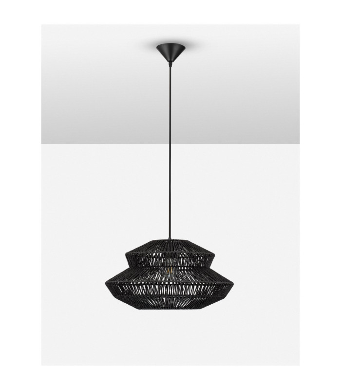 Nua 50cm 2 Level Wire Frame Pendant Ceiling Light Sandy Black E27 1x12W-3
