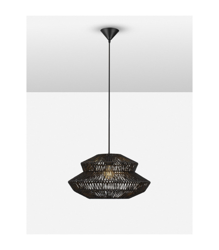 Nua 50cm 2 Level Wire Frame Pendant Ceiling Light Sandy Black E27 1x12W-4