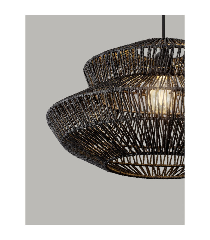 Nua 50cm 2 Level Wire Frame Pendant Ceiling Light Sandy Black E27 1x12W-5