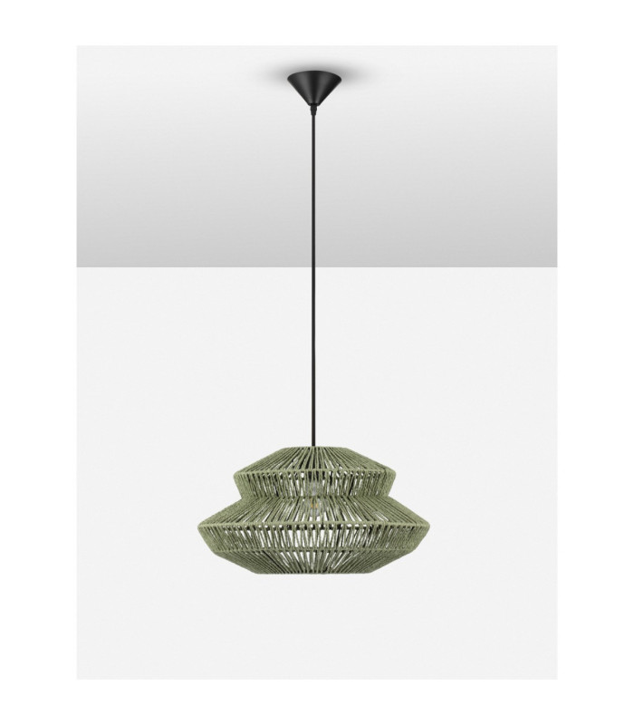 Nua Wire Frame Pendant Ceiling Light Green Sandy Black E27 1x12W-3