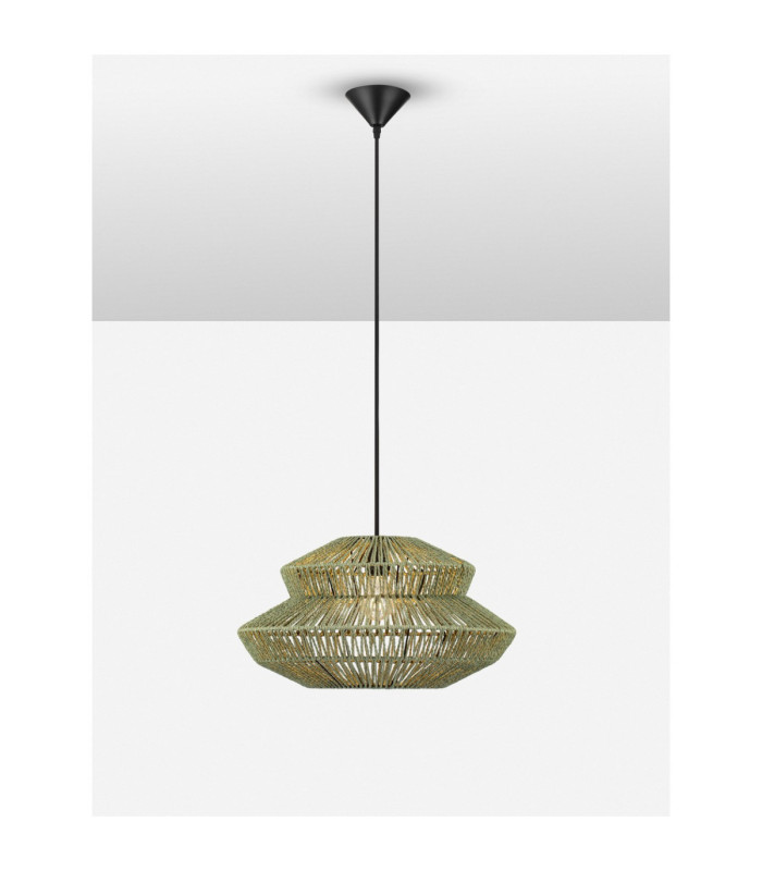 Nua Wire Frame Pendant Ceiling Light Green Sandy Black E27 1x12W-4