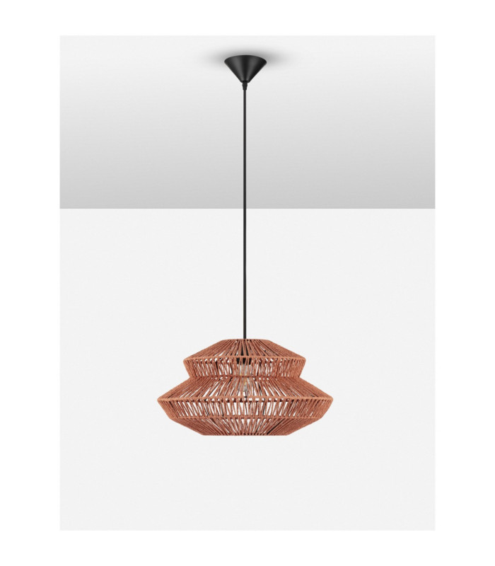 Nua Wire Frame Pendant Ceiling Light Orange Sandy Black E27 1x12W-3