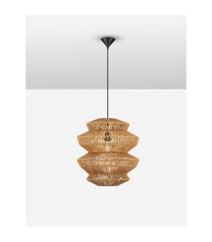 Nua 40cm Wire Frame Pendant Ceiling Light Natural Sandy Black E27 1x12W-4