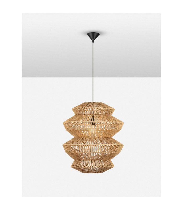 Nua 50cm 4 Level Wire Frame Pendant Ceiling Light Natural Sandy Black E27 1x12W-4
