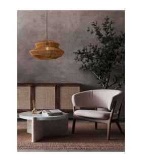 Nua 50cm 2 Level Wire Frame Pendant Ceiling Light Natural Sandy Black E27 1x12W-2