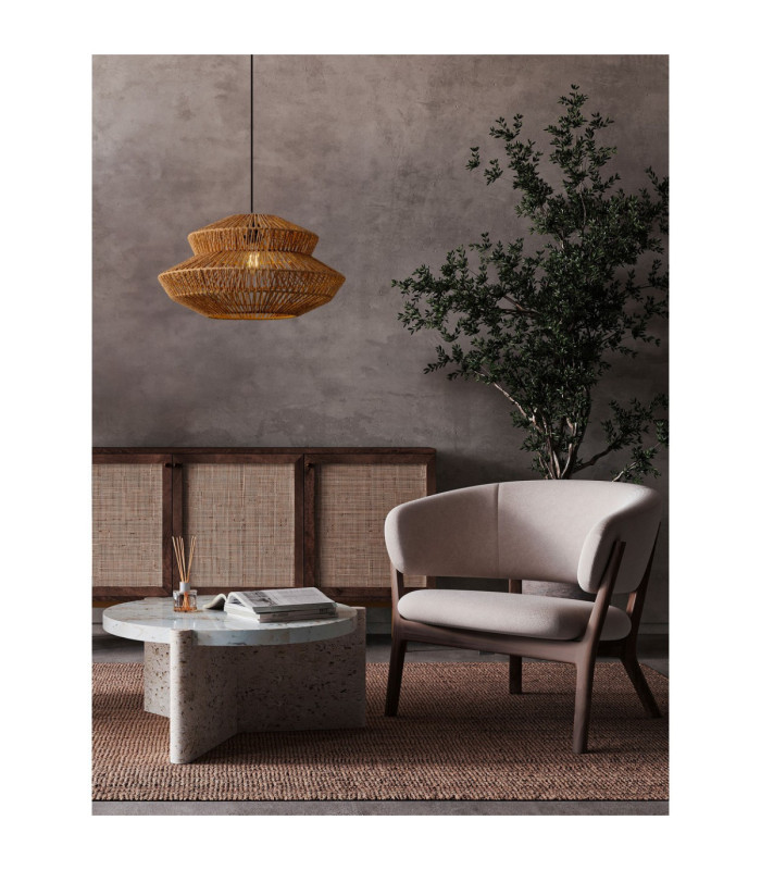 Nua 50cm 2 Level Wire Frame Pendant Ceiling Light Natural Sandy Black E27 1x12W-2