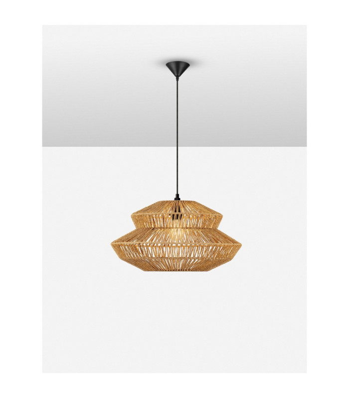 Nua 50cm 2 Level Wire Frame Pendant Ceiling Light Natural Sandy Black E27 1x12W-4