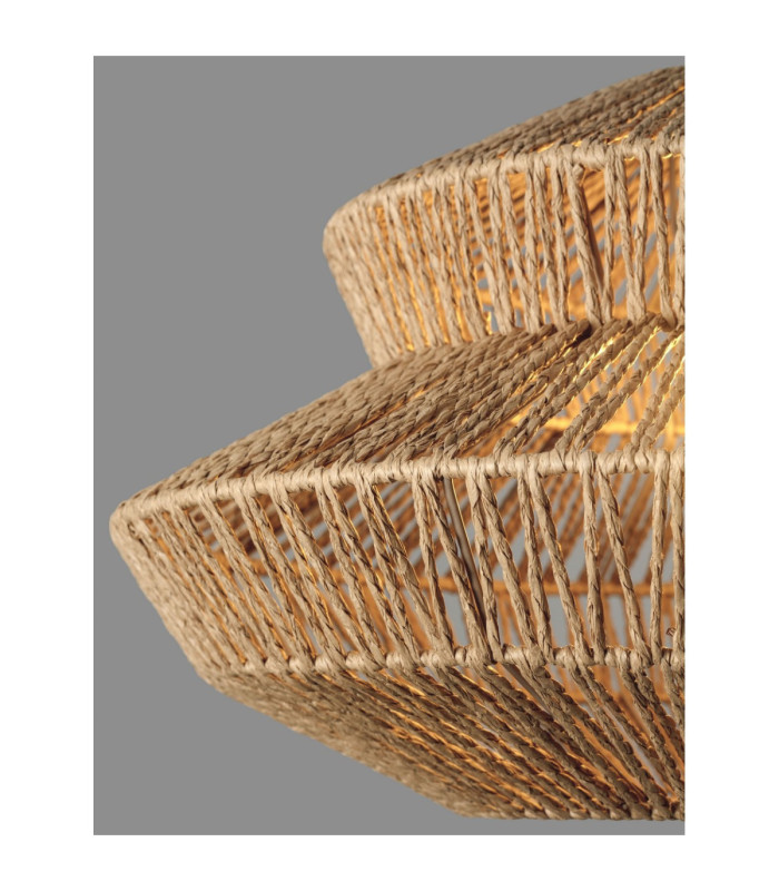 Nua 50cm 2 Level Wire Frame Pendant Ceiling Light Natural Sandy Black E27 1x12W-6
