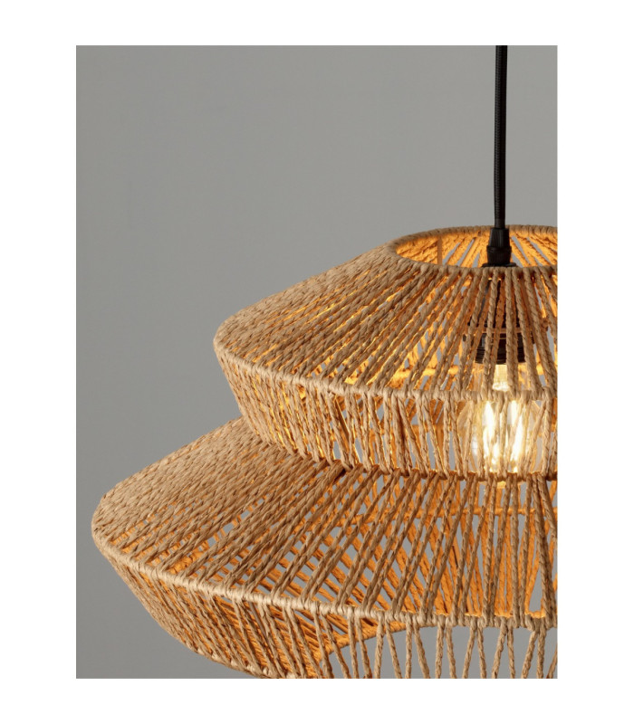 Nua 50cm 2 Level Wire Frame Pendant Ceiling Light Natural Sandy Black E27 1x12W-7