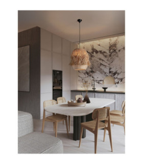 Sol Dome Pendant Ceiling Light Natural Black E27 1x12W-2