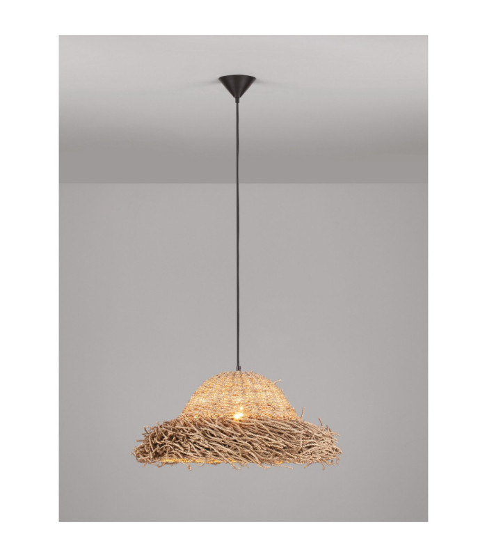 Natu 52.5cm Dome Pendant Ceiling Light Natural E27 3x12W-7