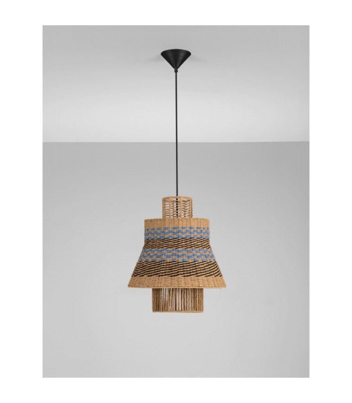 Mande Dome Pendant Ceiling Light Natural Blue. Sandy Black E27 1x12W-3