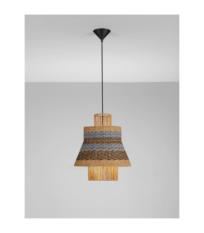 Mande Dome Pendant Ceiling Light Natural Blue. Sandy Black E27 1x12W-4