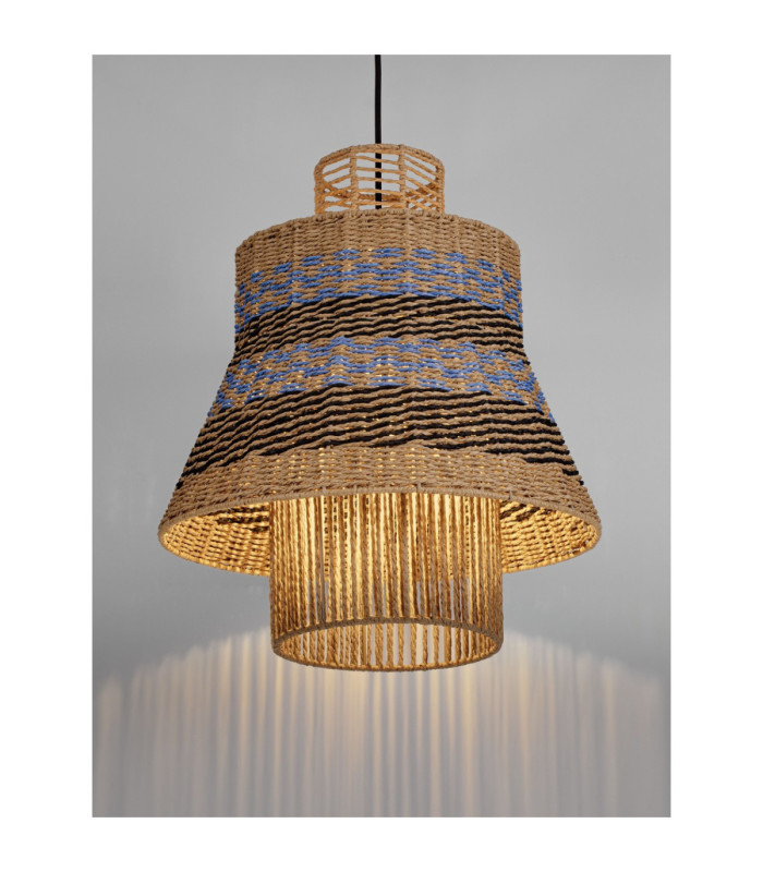 Mande Dome Pendant Ceiling Light Natural Blue. Sandy Black E27 1x12W-5