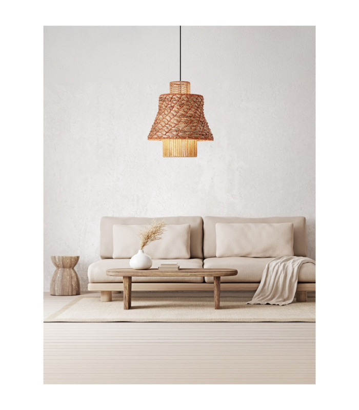 Mande Dome Pendant Ceiling Light Natural Orange Sandy Black E27 1x12W-2