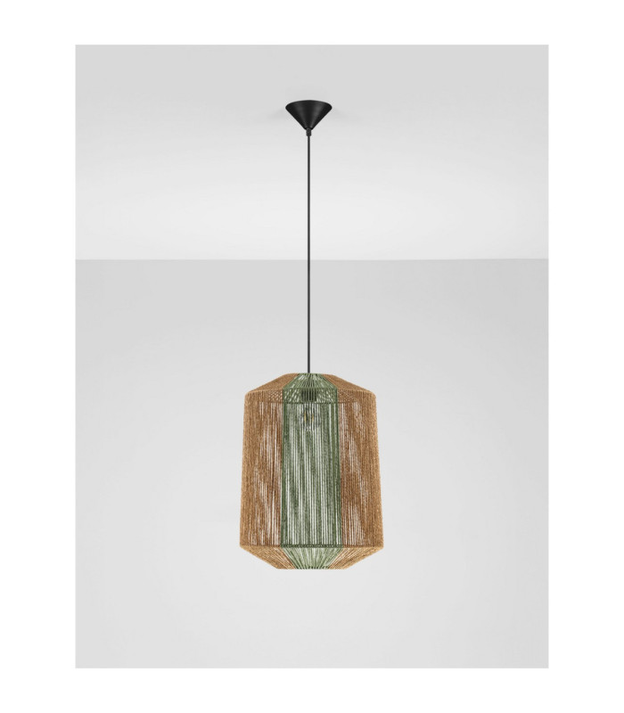 Dena Pendant Ceiling Light Natural Green Sandy Black E27 1x12W-3