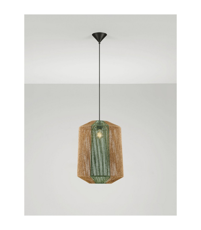 Dena Pendant Ceiling Light Natural Green Sandy Black E27 1x12W-4