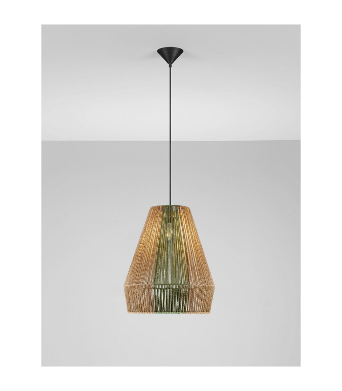 Dena Dome Pendant Ceiling Light Natural Green Sandy Black E27 1x12W-4