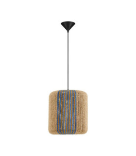 Abby Tall Cylindrical Pendant Ceiling Light Natural Blue Yellow Sandy Black E27 1x12W-1