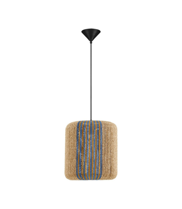 Abby Tall Cylindrical Pendant Ceiling Light Natural Blue Yellow Sandy Black E27 1x12W-1