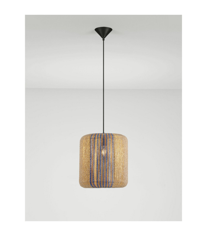 Abby Tall Cylindrical Pendant Ceiling Light Natural Blue Yellow Sandy Black E27 1x12W-4