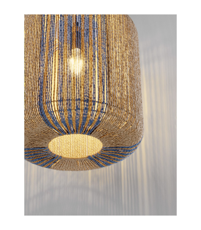 Abby Tall Cylindrical Pendant Ceiling Light Natural Blue Yellow Sandy Black E27 1x12W-5