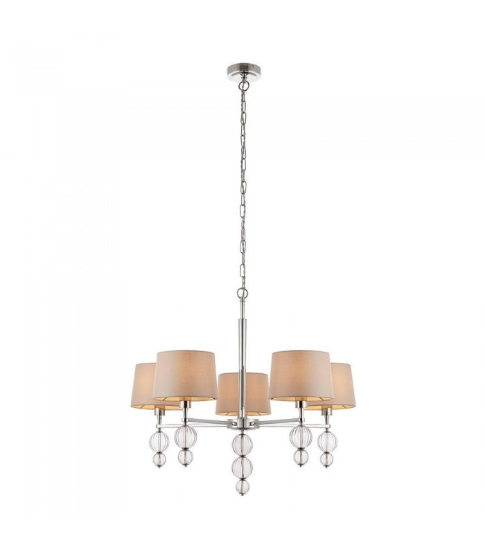5 Light Multi Arm Ceiling Pendant Chandelier Polished Nickel, E14 - 1
