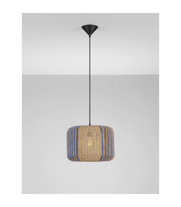 Abby Cylindrical Pendant Ceiling Light Natural Blue Yellow Sandy Black E27 1x12W-4