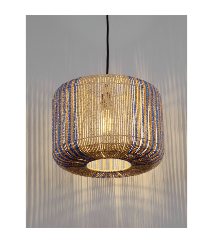 Abby Cylindrical Pendant Ceiling Light Natural Blue Yellow Sandy Black E27 1x12W-5