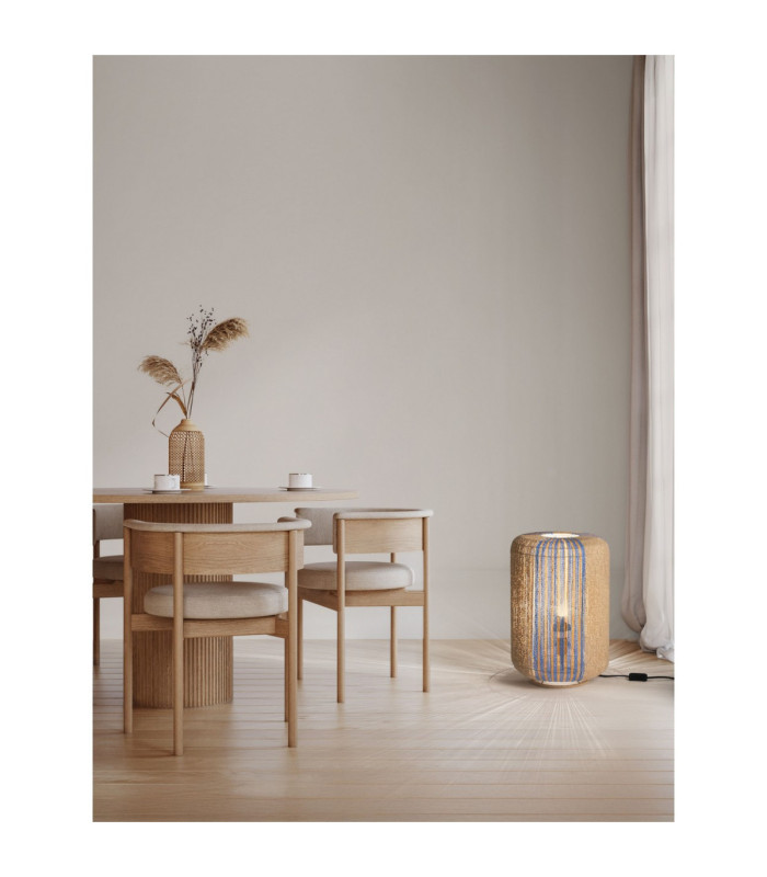 Abby Cylindrical Table Lamp Natural Blue Yellow E27 1x12W-2