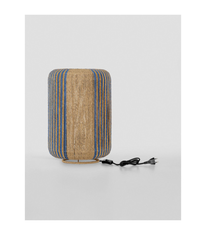 Abby Cylindrical Table Lamp Natural Blue Yellow E27 1x12W-3