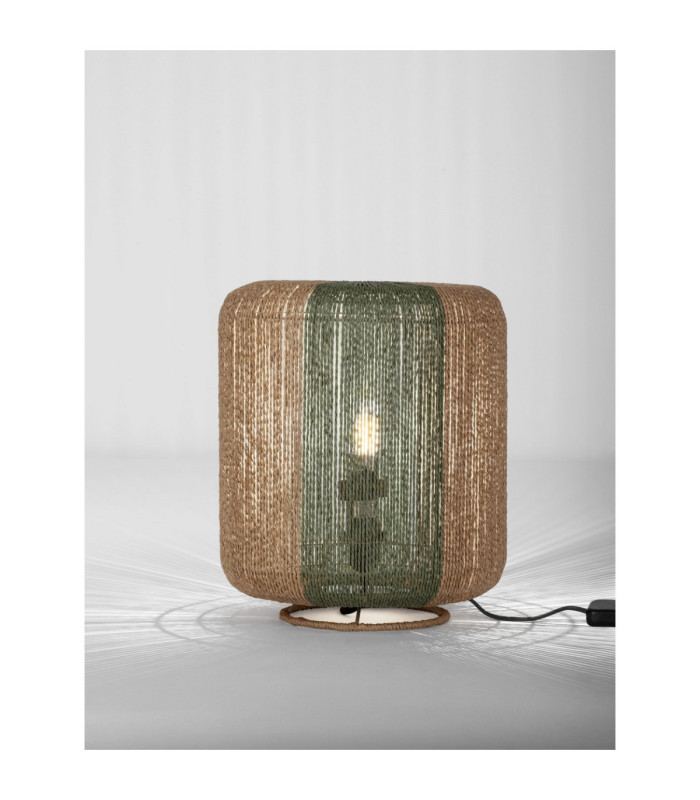 Dena Cylindrical Table Lamp Natural Green E27 1x12W-4
