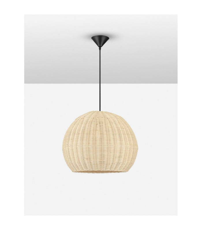 Rielo 39cm Dome Pendant Ceiling Light Natural Sandy Black E27 1x12W-3