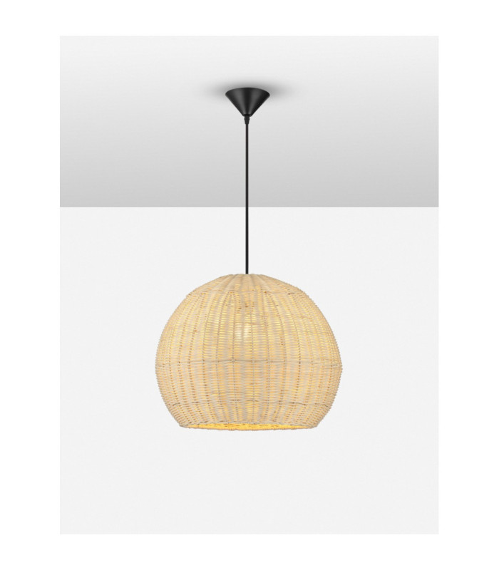 Rielo 39cm Dome Pendant Ceiling Light Natural Sandy Black E27 1x12W-4