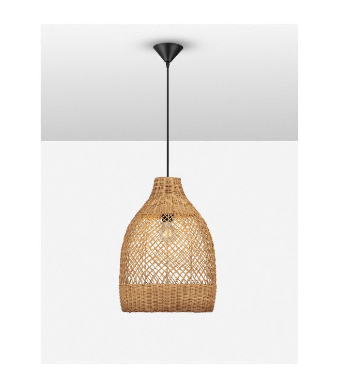 Solita 35cm Dome Pendant Ceiling Light Honey Sandy Black E27 1x12W-4