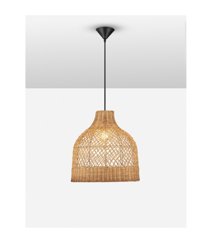 Solita 40.5cm Dome Pendant Ceiling Light Honey Sandy Black E27 1x12W-4