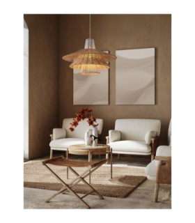 Kao Dome Pendant Ceiling Light Natural Orange Sandy White E27 1x12W-2