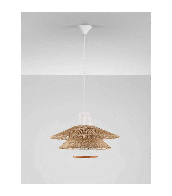 Kao Dome Pendant Ceiling Light Natural Orange Sandy White E27 1x12W-3