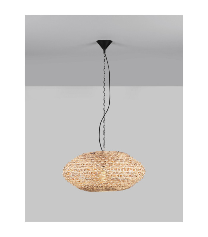 Bola 58cm Wire Frame Pendant Ceiling Light Natural E27 1x12W-3